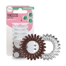Invisibobble Original The Traceless Hair Ring - Crystal Clear and Pretzel Brown (8 Pack)
