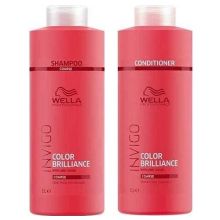 Wella Invigo Brilliance Color Protection Shampoo/Conditioner For Coarse Hair Liter Duo
